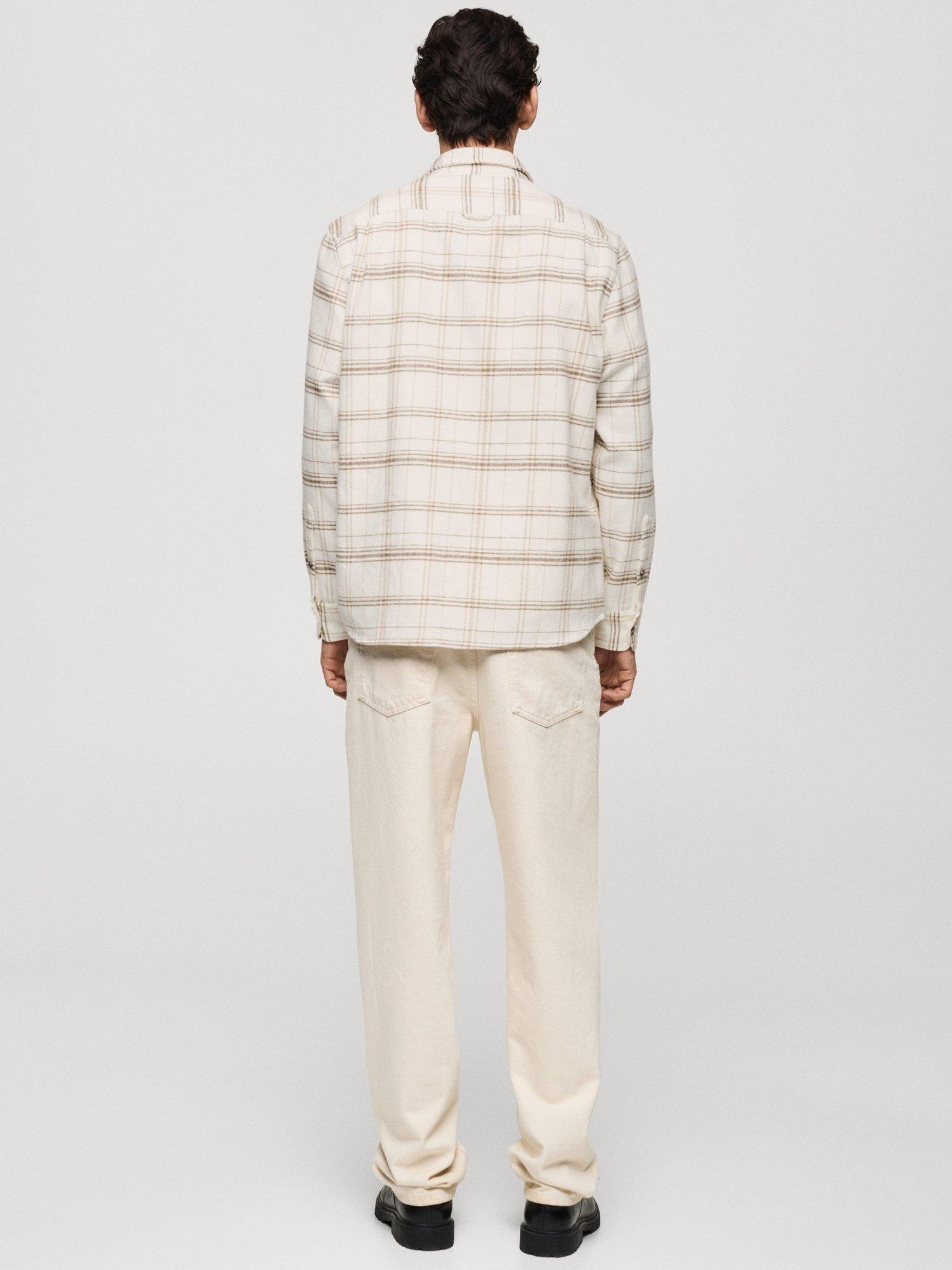 Product image 4 of 8, which shows Mango Pierre Cotton Regular Fit Check Shirt, Natural White, S