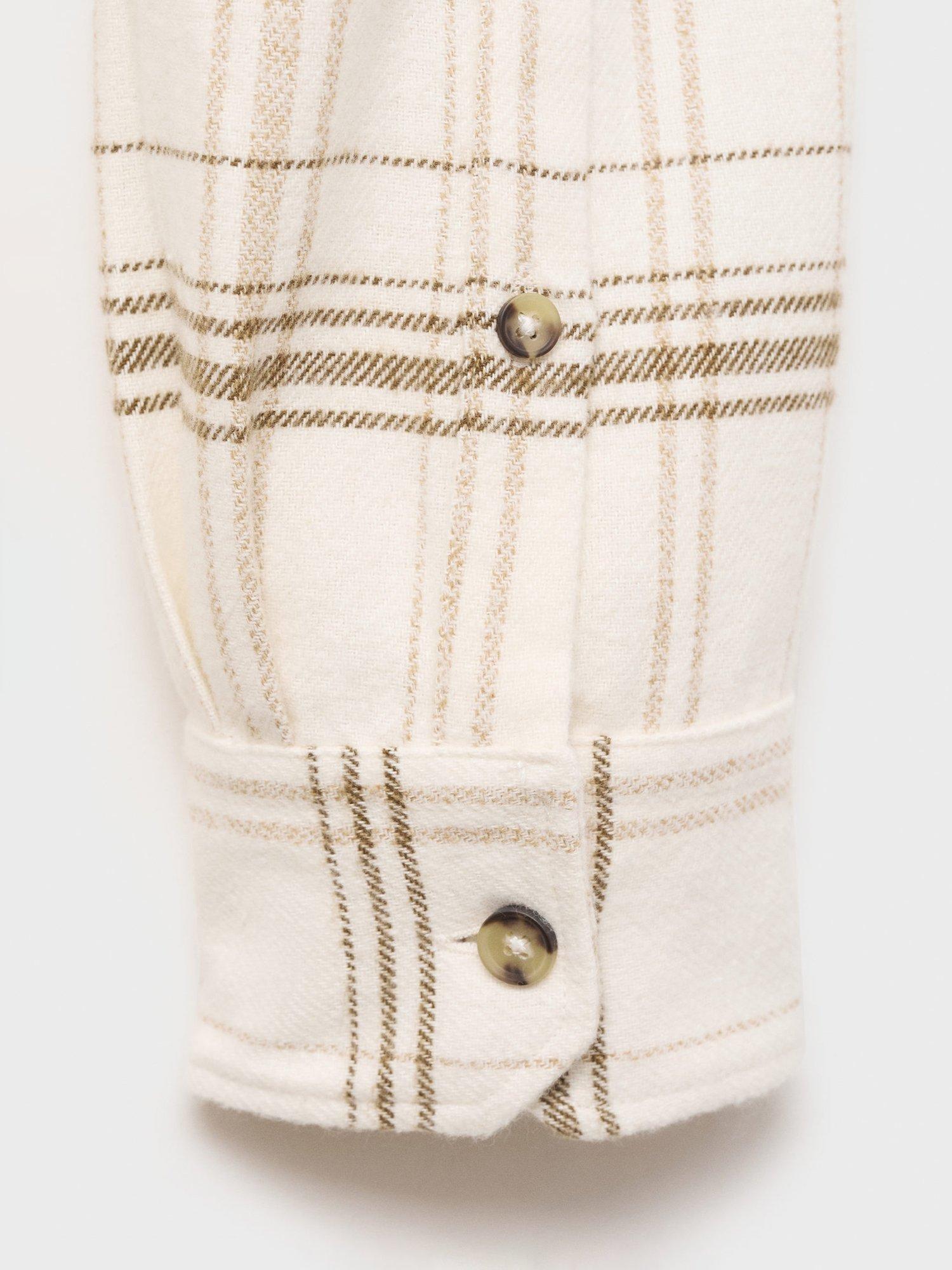Product image 5 of 8, which shows Mango Pierre Cotton Regular Fit Check Shirt, Natural White, S