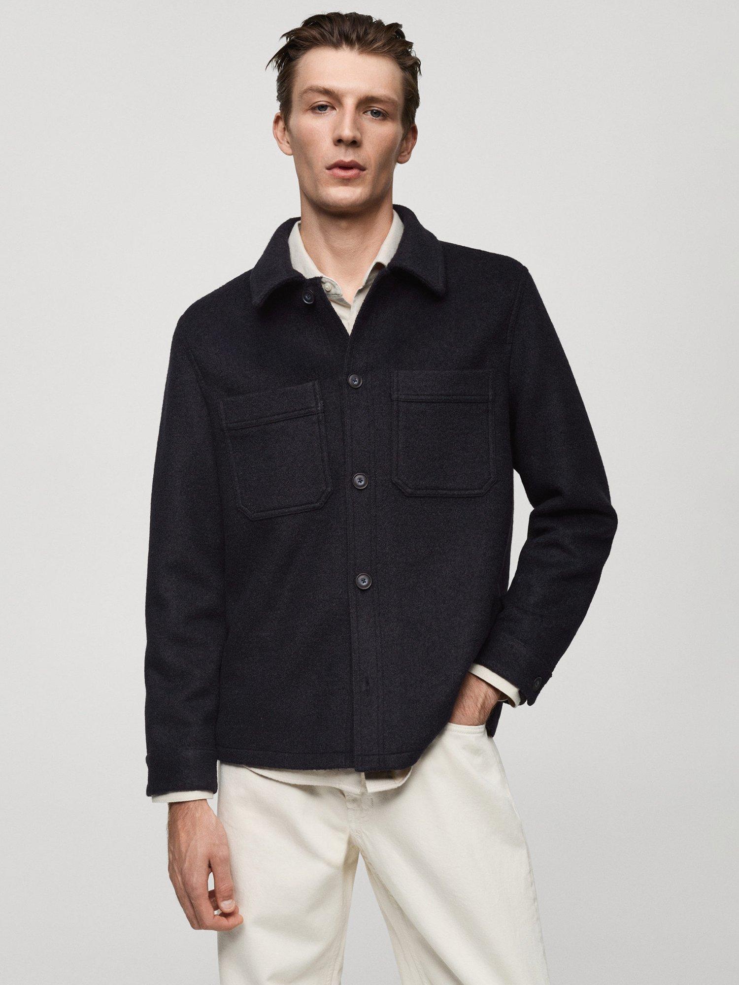 Mango Paolo Pocketed Wool-Blend Jacket, Navy