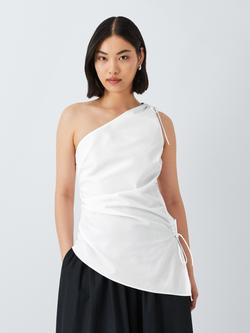 John Lewis ANYDAY Tie Detail Asymmetric Top, White, White