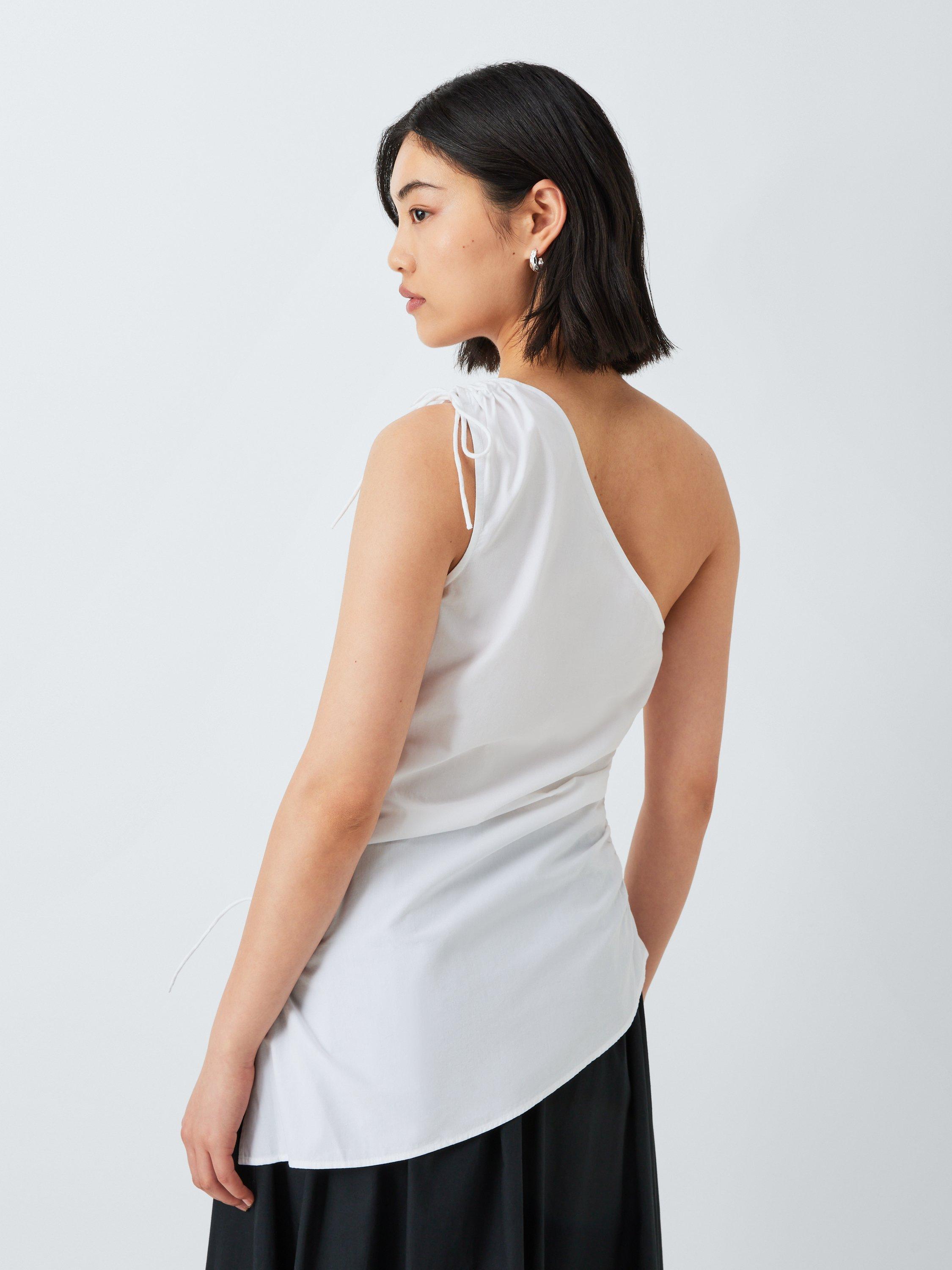 Product image 2 of 6, which shows John Lewis ANYDAY Tie Detail Asymmetric Top, White, 8