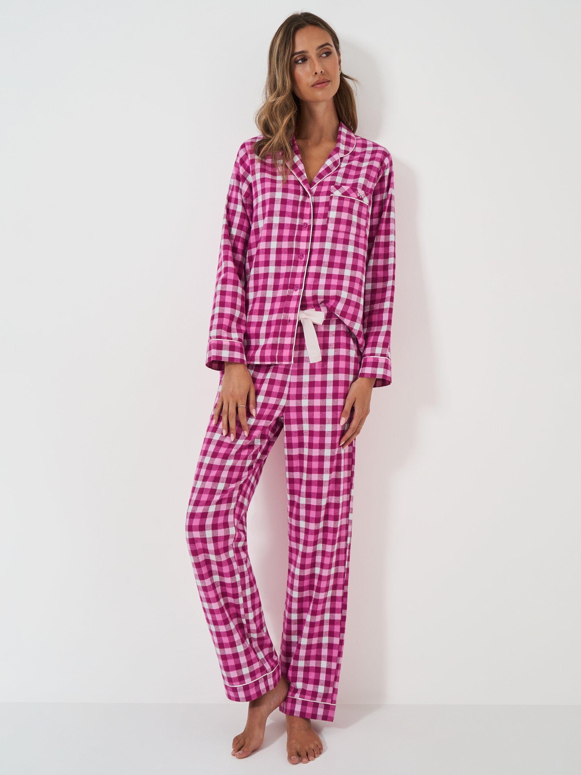 Crew Clothing Flannel Check Pyjama Set, Pink/Multi