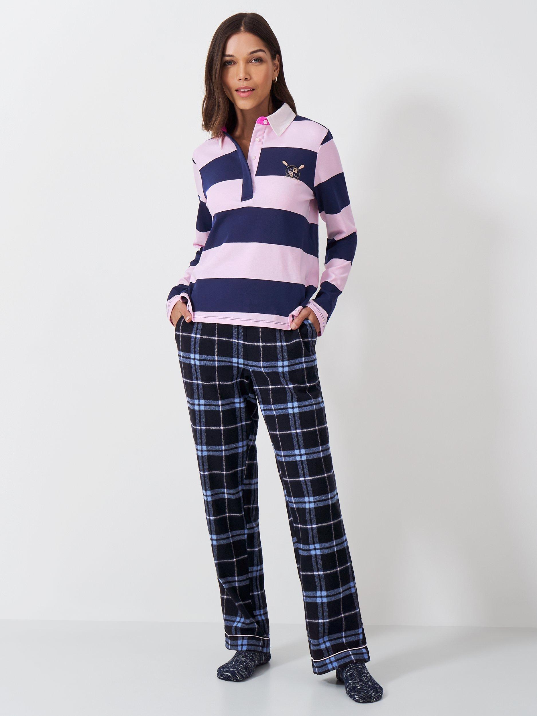Crew Clothing Brushed Cotton Pyjama Set, Multi/Pink