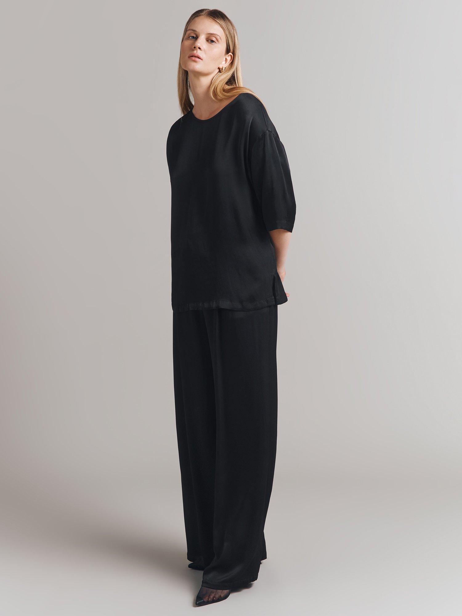 Ghost Cairo Relaxed Satin Top, Black
