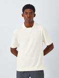 John Lewis Short Sleeve Textured Collar Cotton T-Shirt, Egret