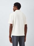 John Lewis Short Sleeve Textured Collar Cotton T-Shirt, Egret