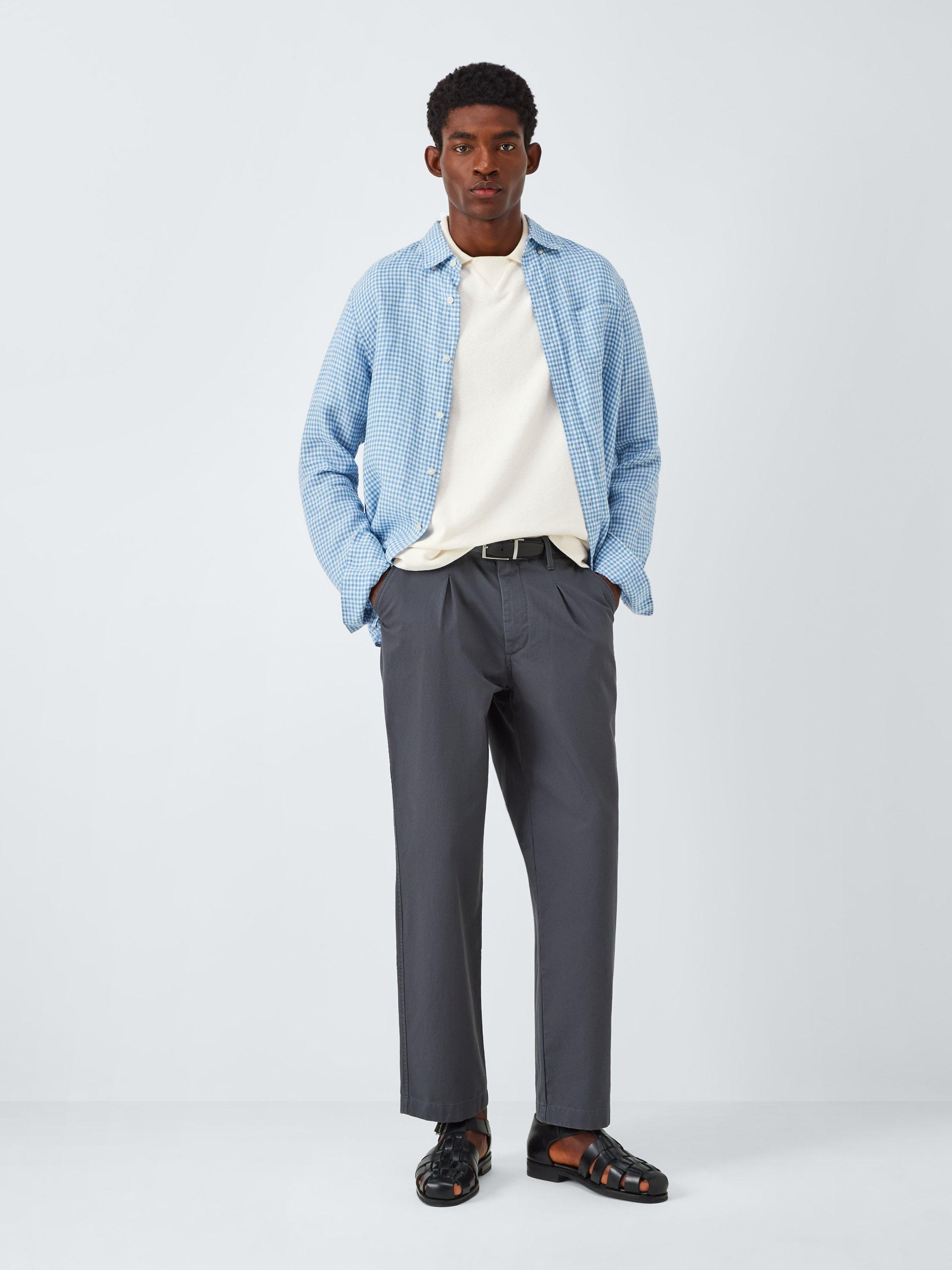 Product image 3 of 6, which shows John Lewis Short Sleeve Textured Collar Cotton T-Shirt, Egret, S
