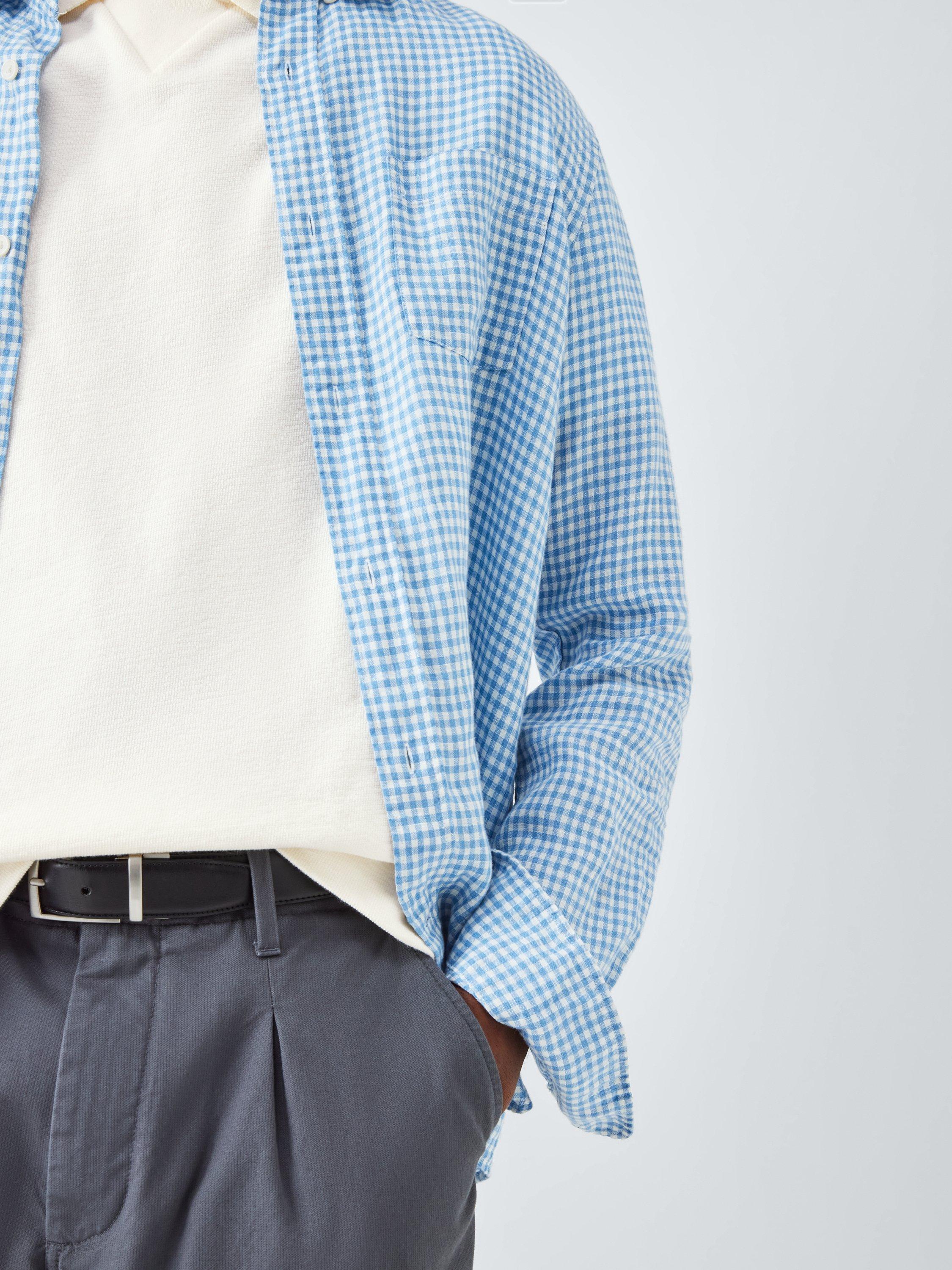 Product image 6 of 6, which shows John Lewis Short Sleeve Textured Collar Cotton T-Shirt, Egret, S