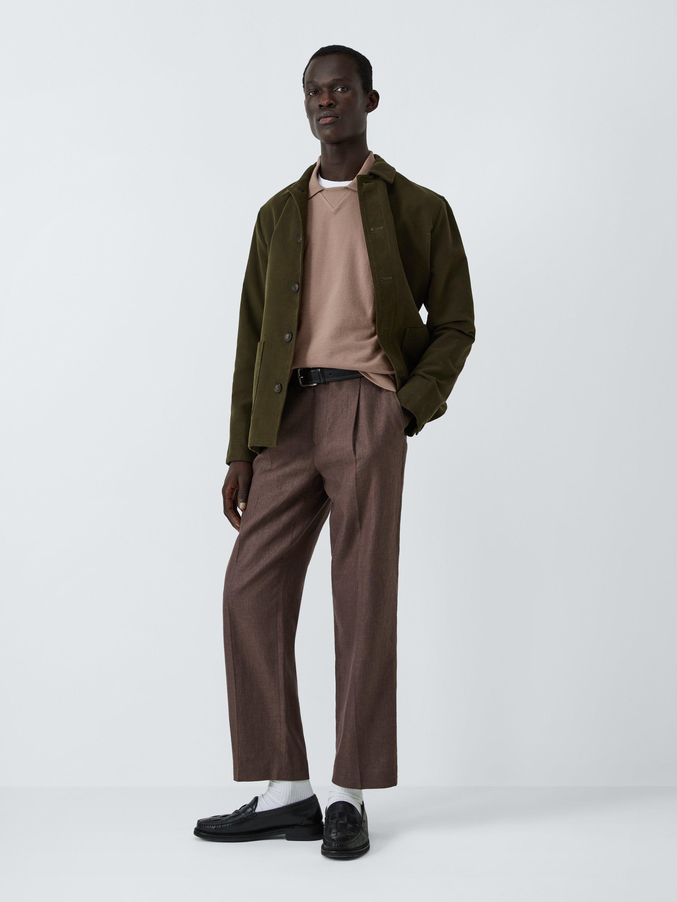Product image 3 of 6, which shows John Lewis Short Sleeve Textured Collar Cotton T-Shirt, Mountain Trail, S