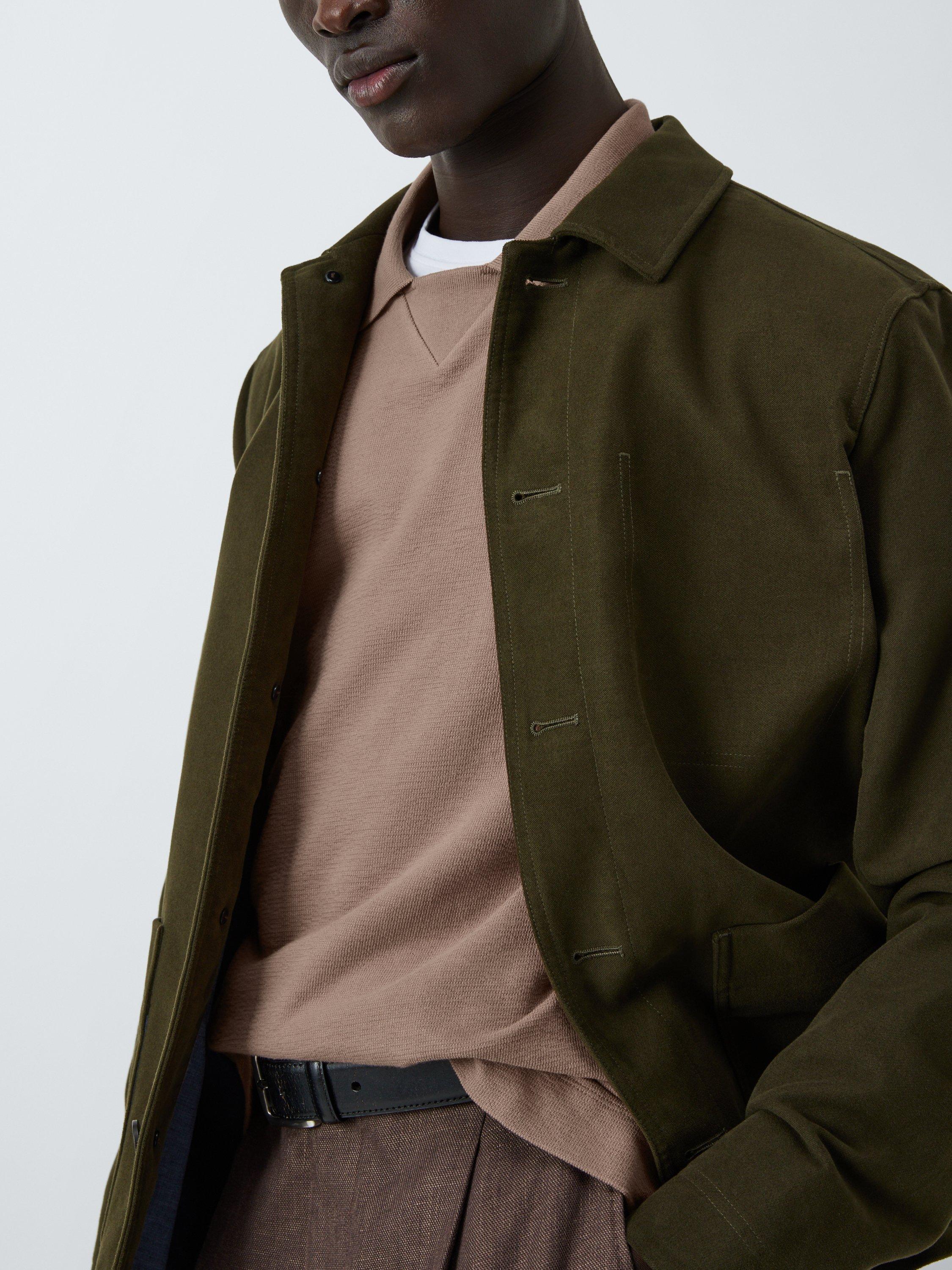 Product image 6 of 6, which shows John Lewis Short Sleeve Textured Collar Cotton T-Shirt, Mountain Trail, S