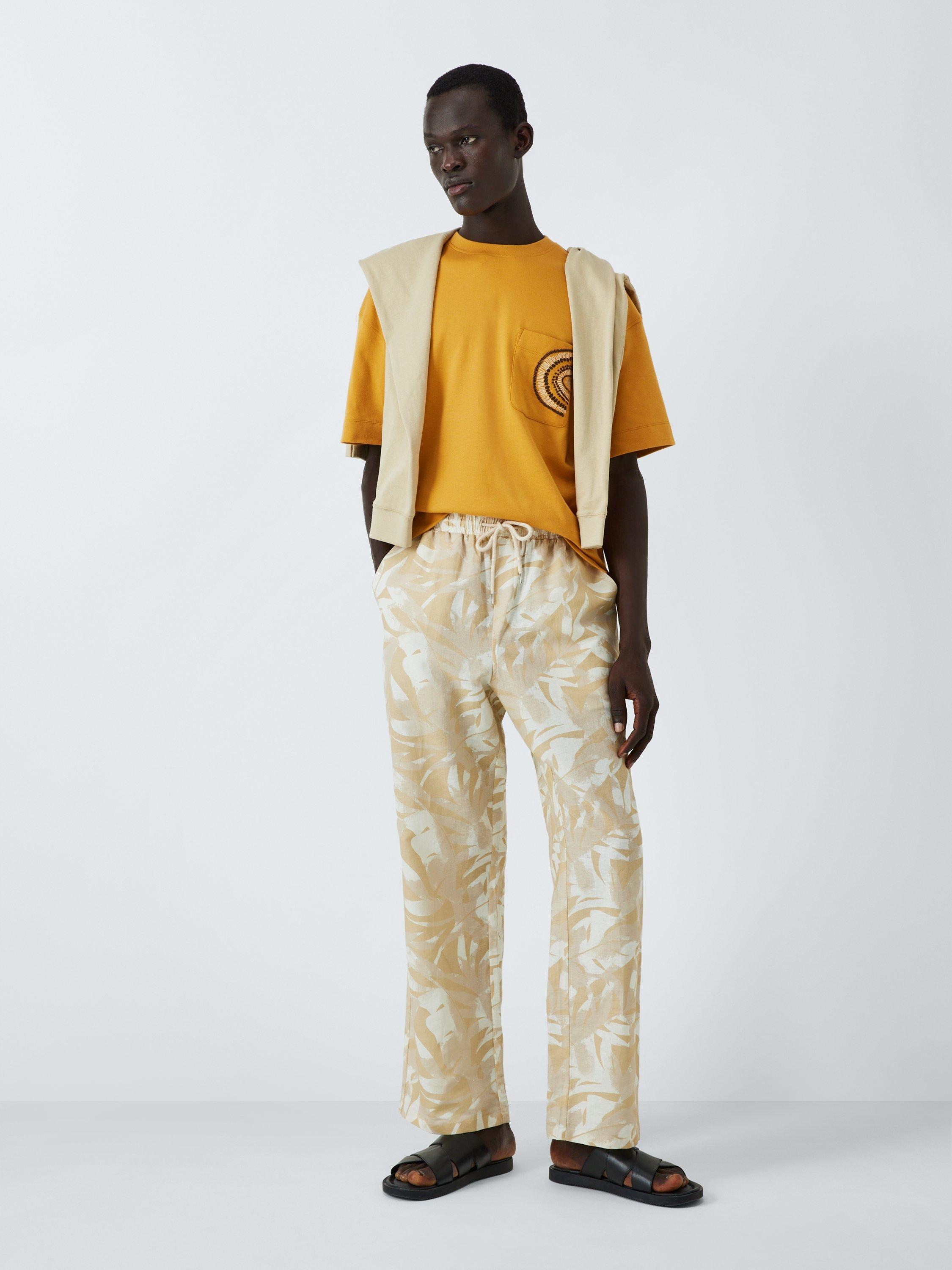 Product image 3 of 6, which shows John Lewis Embroidered Pocket Cotton T-Shirt, Oak Buff, S