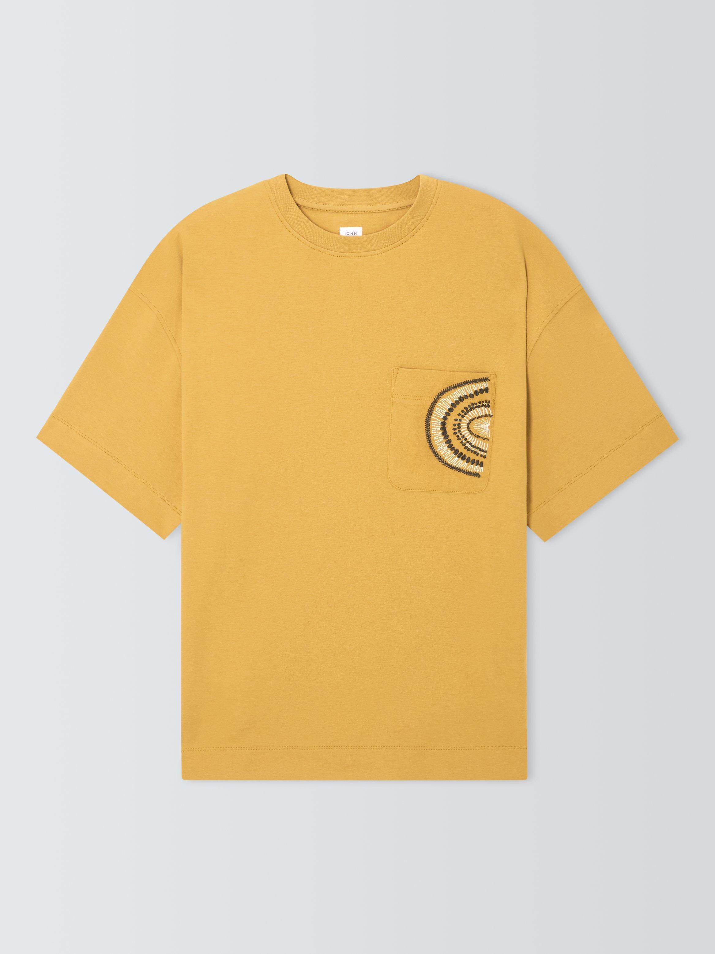 Product image 4 of 6, which shows John Lewis Embroidered Pocket Cotton T-Shirt, Oak Buff, S
