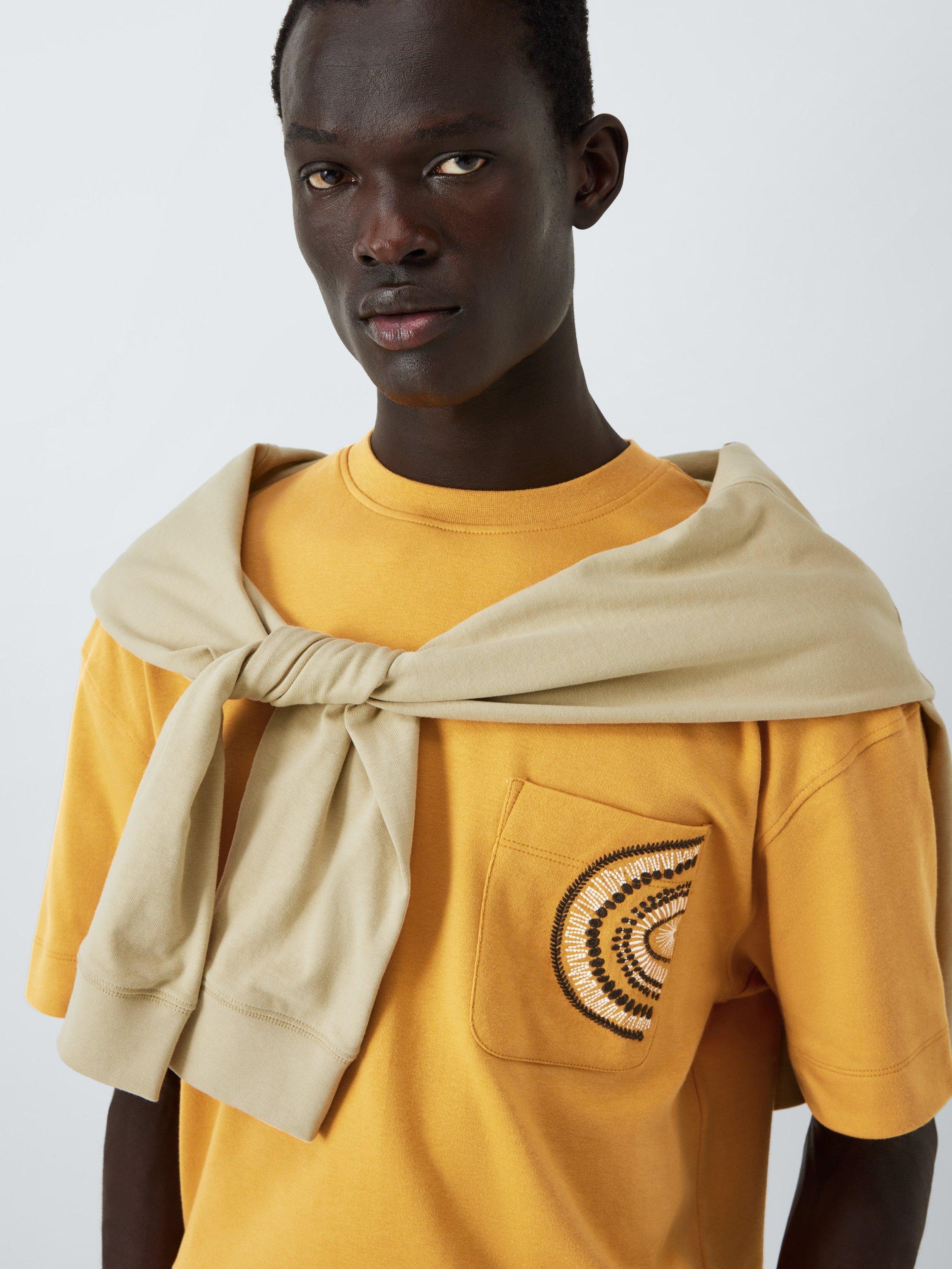 Product image 5 of 6, which shows John Lewis Embroidered Pocket Cotton T-Shirt, Oak Buff, S