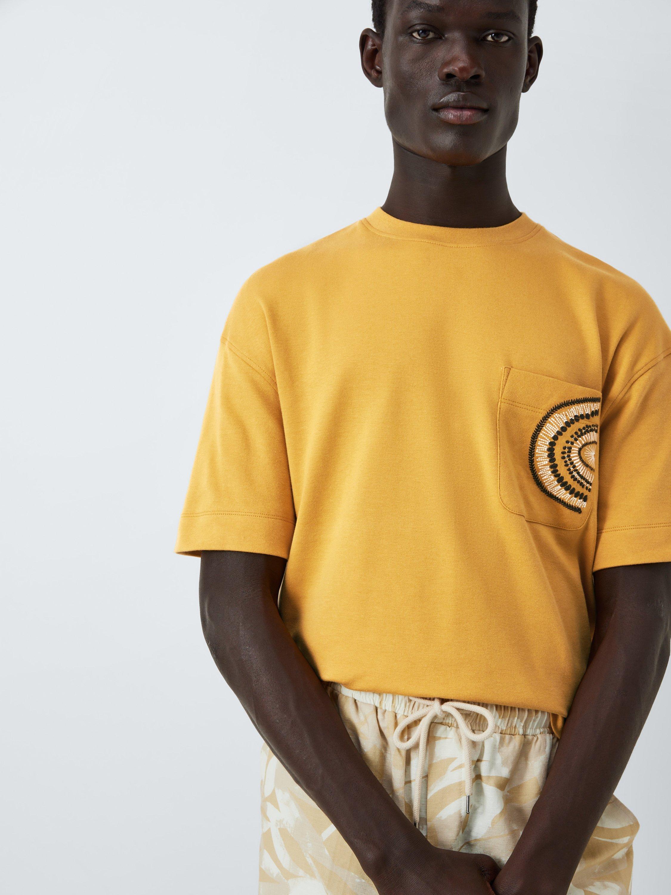 Product image 6 of 6, which shows John Lewis Embroidered Pocket Cotton T-Shirt, Oak Buff, S