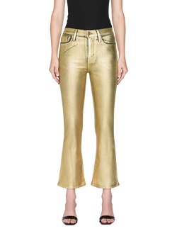 FRAME Le Crop Mini Bootcut Metallic Jeans, Gold Chrome, Gold Chrome