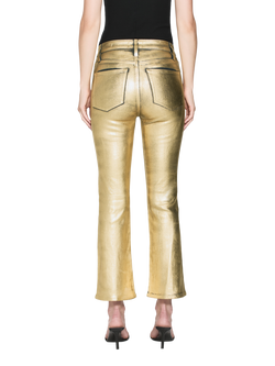 FRAME Le Crop Mini Bootcut Metallic Jeans, Gold Chrome - view 2, Gold Chrome