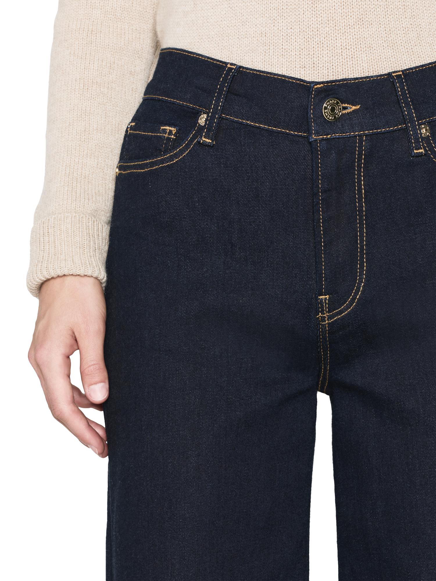 Product image 4 of 5, which shows FRAME Le Slim Palazzo Jeans, Dark Blue, 24