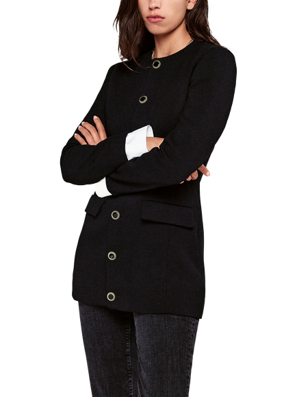 FRAME Button Front Suiting Dress, Black, Black