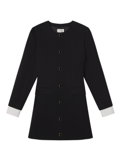 FRAME Button Front Suiting Dress, Black - view 2, Black
