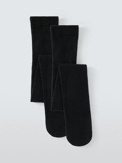 John Lewis Kids' Wool Mix Tights, Pack of 2, Black, Black