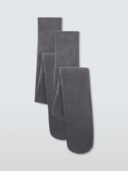 John Lewis Kids' Wool Mix Tights, Pack of 2, Charcoal, Charcoal