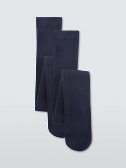 John Lewis Kids' Wool Mix Tights, Pack of 2, Navy, Navy