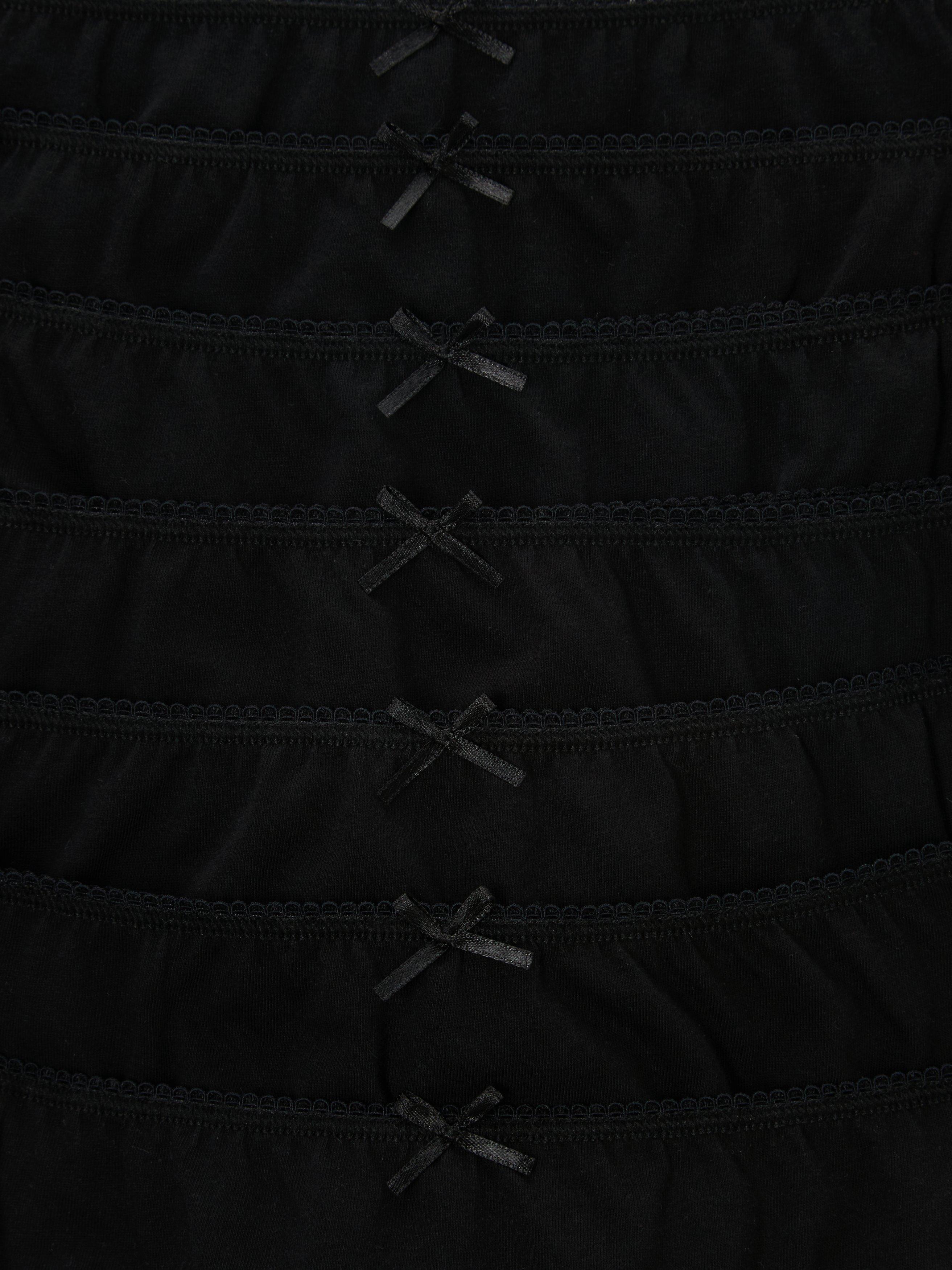 Product image 2 of 11, which shows John Lewis Kids' Picot Trim Cotton Briefs, Pack of 7, Black, 2-3 years