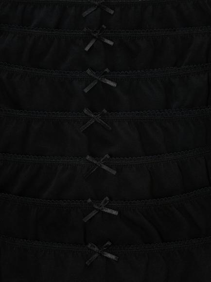 John Lewis Kids' Picot Trim Cotton Briefs, Pack of 7 - view 2, Black