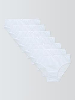 John Lewis Kids' Picot Trim Cotton Briefs, Pack of 7, White
