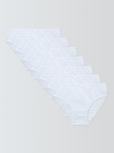 John Lewis Kids' Picot Trim Cotton Briefs, Pack of 7, White