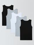 John Lewis Kids' Monochrome Vests, Pack of 5, Multi