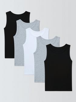 John Lewis Kids' Monochrome Vests, Pack of 5, Multi, Multi