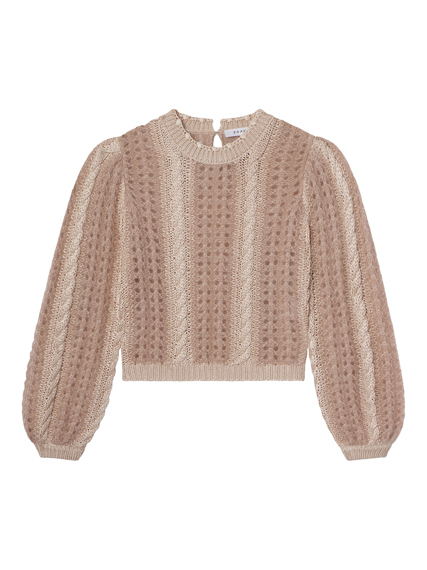 Product image 1 of 4, which shows FRAME Femme Cable Mix Jumper, Pink, S