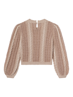 FRAME Femme Cable Mix Jumper, Pink - view 2, Pink