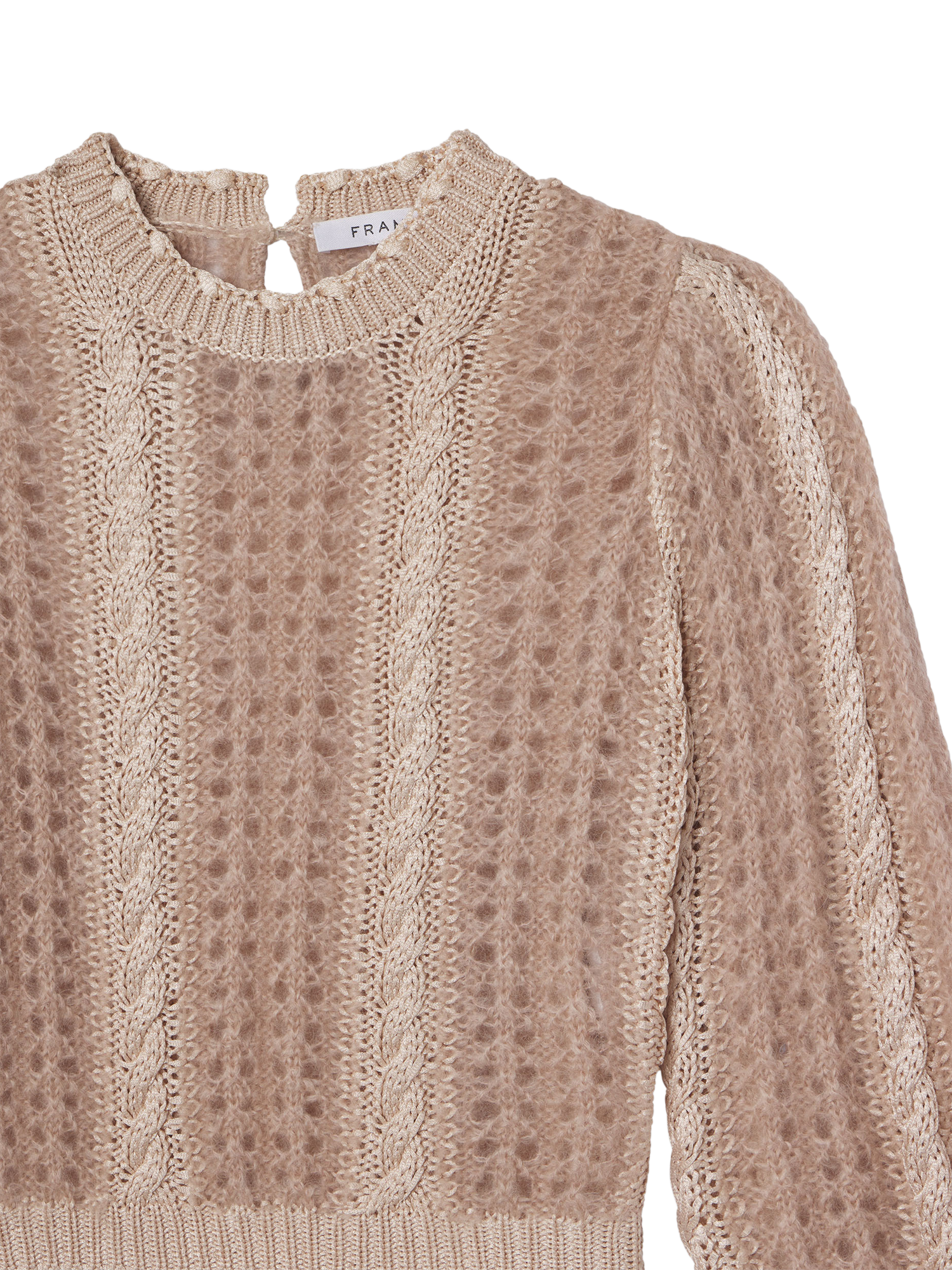 Product image 3 of 4, which shows FRAME Femme Cable Mix Jumper, Pink, S
