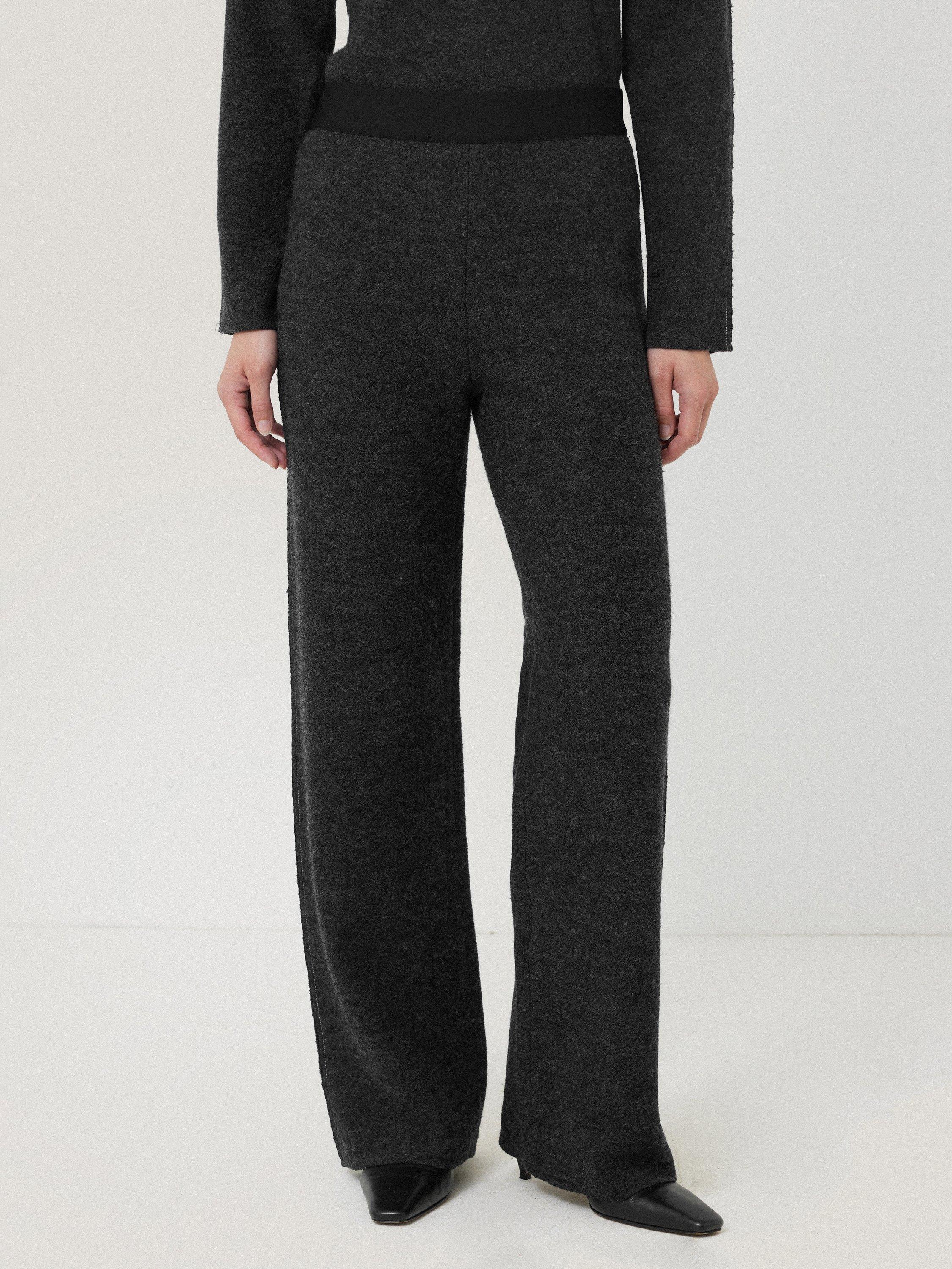 Product image 1 of 7, which shows Jigsaw Boiled Wool Blend Trousers, Dark Grey, M