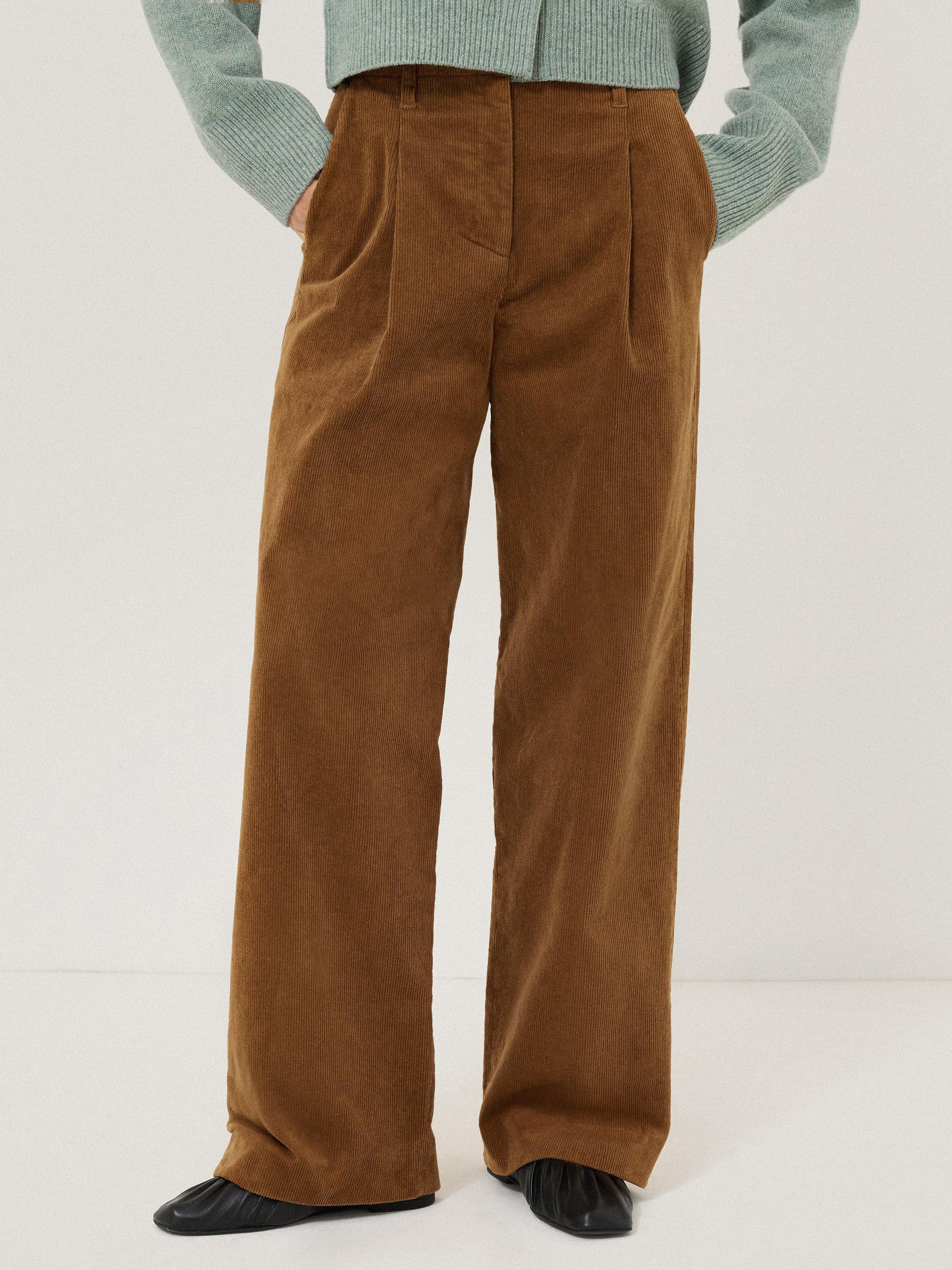Jigsaw Pleat Corduroy Trousers, Brown