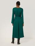 Jigsaw Satin Back Boat Neck Dress, Green