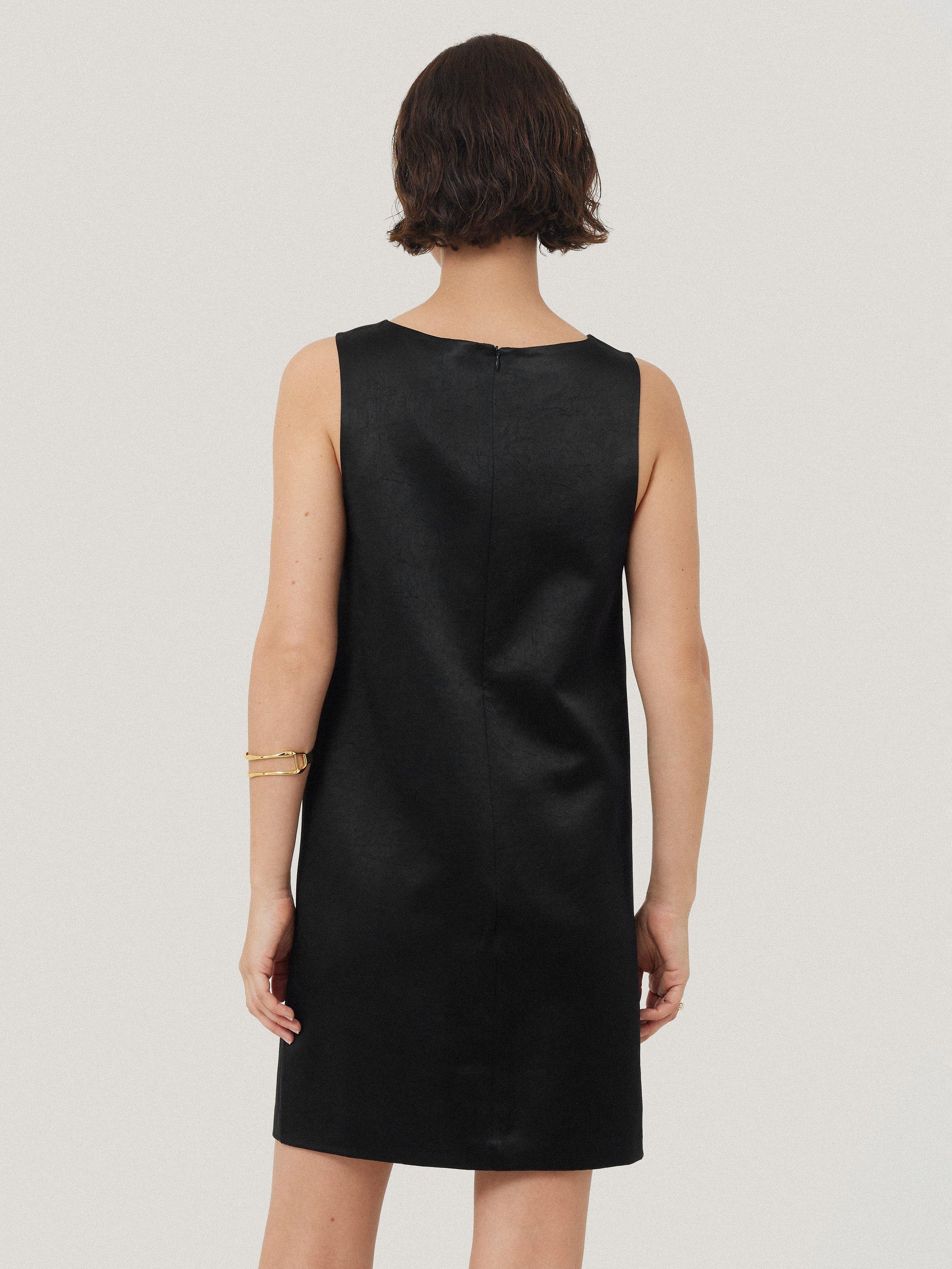 Product image 2 of 6, which shows Jigsaw Satin Mini Dress, Black, 10