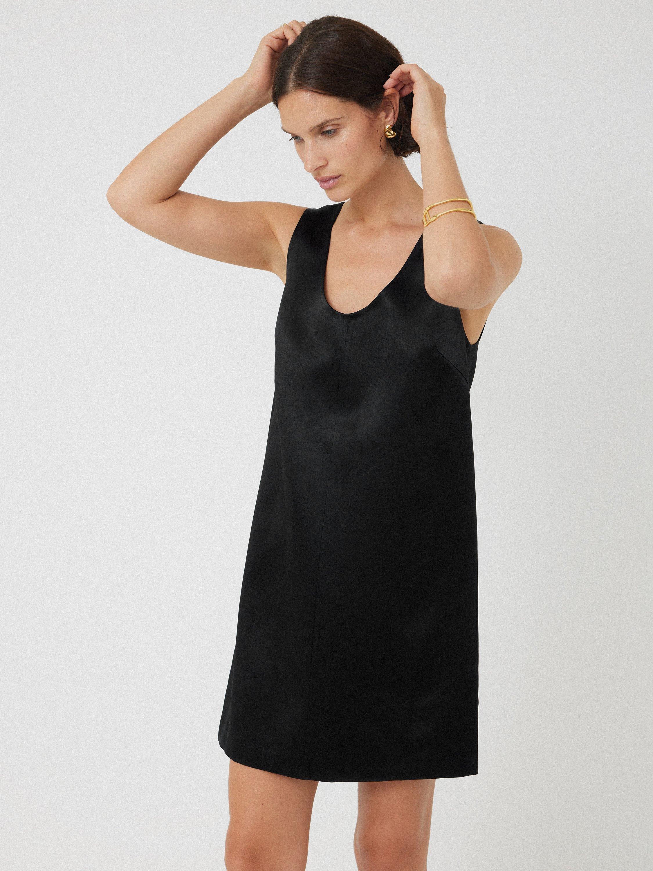 Product image 3 of 6, which shows Jigsaw Satin Mini Dress, Black, 10