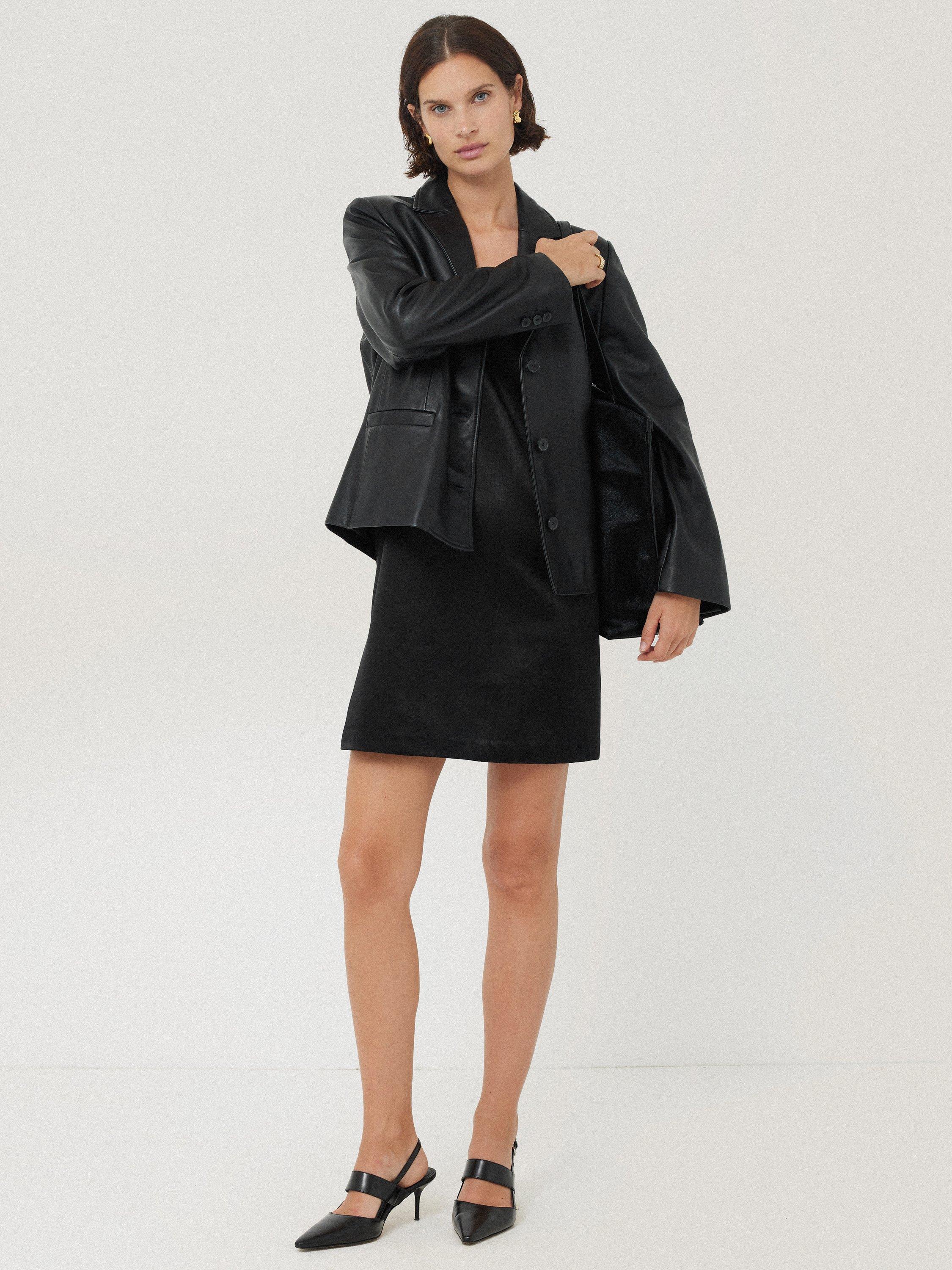 Product image 4 of 6, which shows Jigsaw Satin Mini Dress, Black, 10