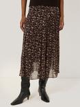 Jigsaw Abstract Leopard Midi Skirt, Brown