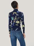 Jigsaw Floral Polo Top, Navy/Multi
