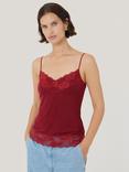 Jigsaw Lace Trim Modal Vest, Cinema Red