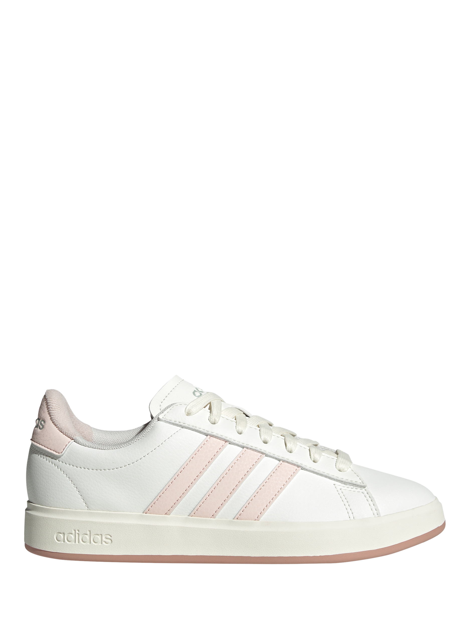 adidas Grand Court 2.0 Lace Up Trainers, White/Light Pink