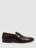 Reiss Bray Leather Loafers, Oxblood