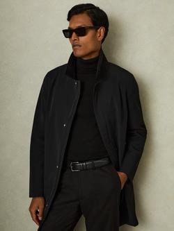 Reiss Logan Funnel Neck Coat, Black