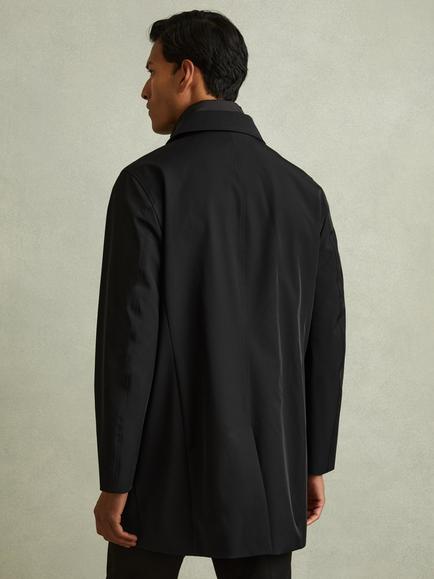 Reiss Logan Funnel Neck Coat - view 2, Black
