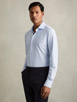 Reiss Valdo Cotton-Blend Cutaway Collar Striped Shirt, Blue
