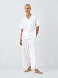 John Lewis Broderie Anglaise Hem Cropped Pyjama Set, Ivory